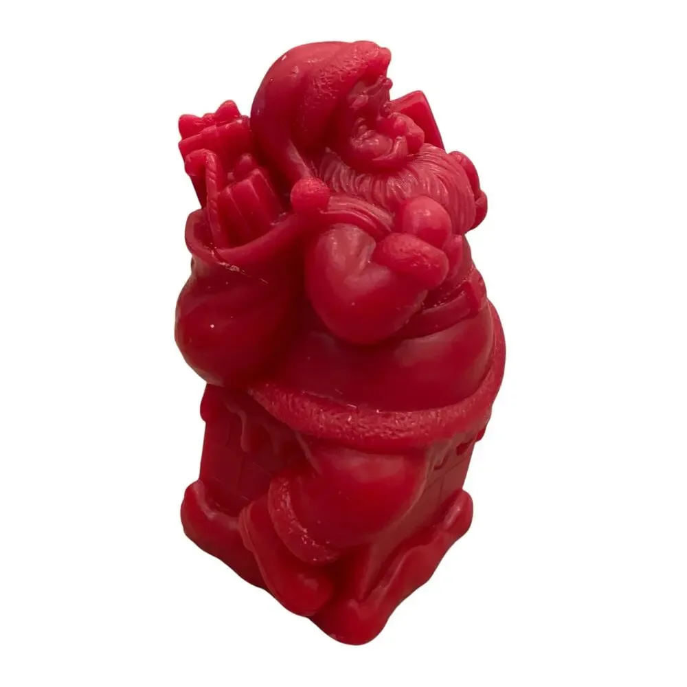 Martha Stewart Santa Flameless Christmas Internal Glow Wax LED Candle Red New